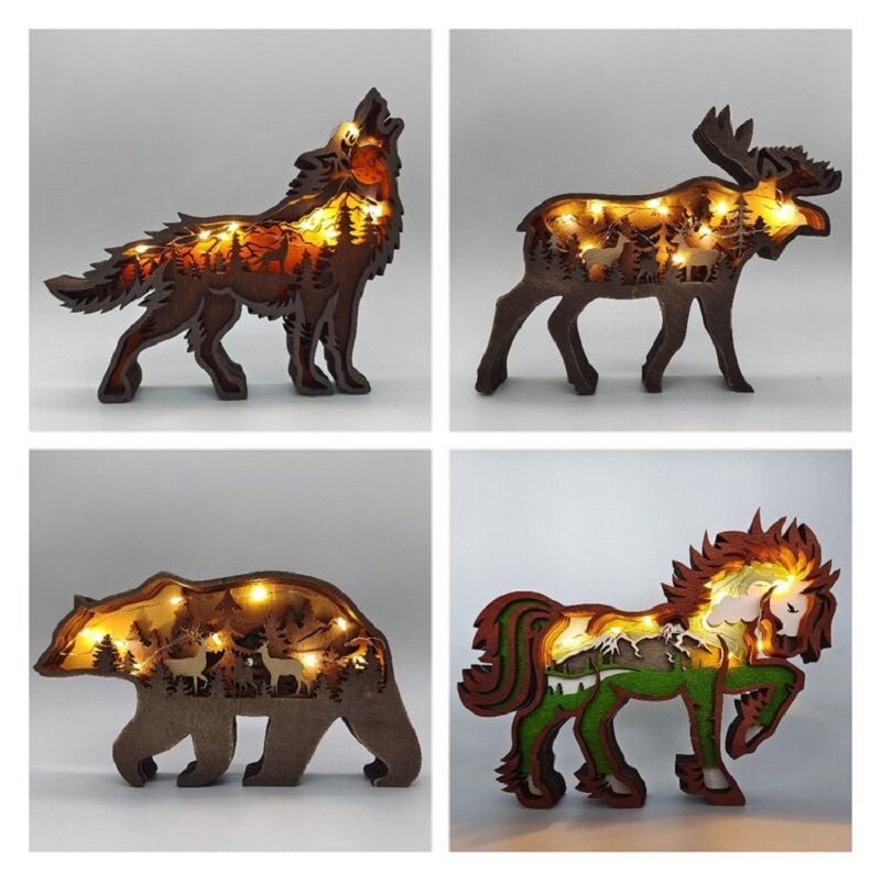 Christmas Decoration Wooden Animal Carving