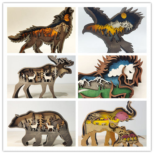 Christmas Decoration Wooden Animal Carving