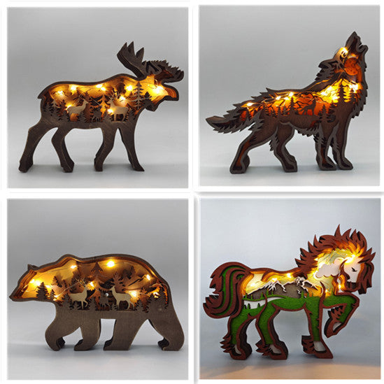 Christmas Decoration Wooden Animal Carving