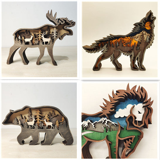 Christmas Decoration Wooden Animal Carving