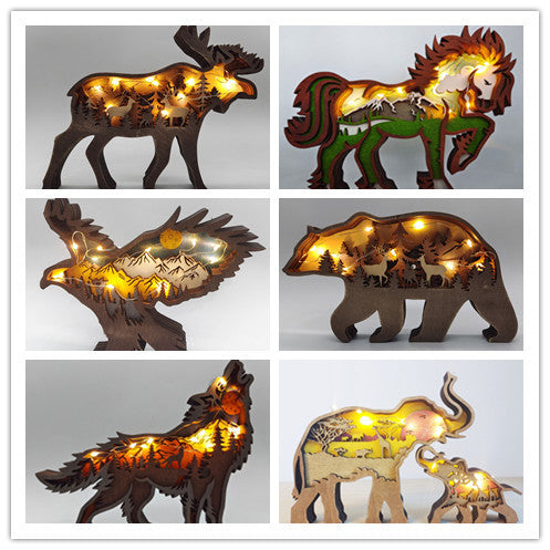 Christmas Decoration Wooden Animal Carving